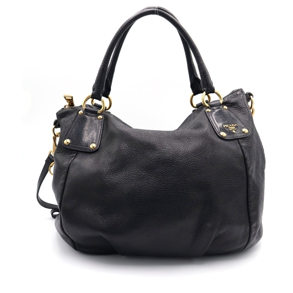 PRADA Vitello bag handbag shoulder black leather